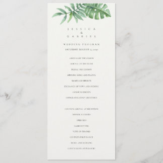 Classic Grey Tropical Bröllop Program