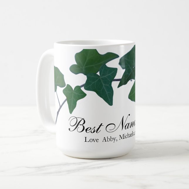 Classic Grönt English Ivy grönt botanical Nana Kaffemugg (Framsida vänster)