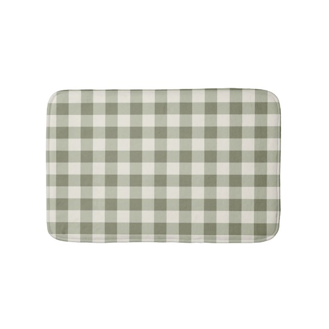 Classic Grönt Farmhouse Gingham Stil Badrumsmatta (Framsidan)