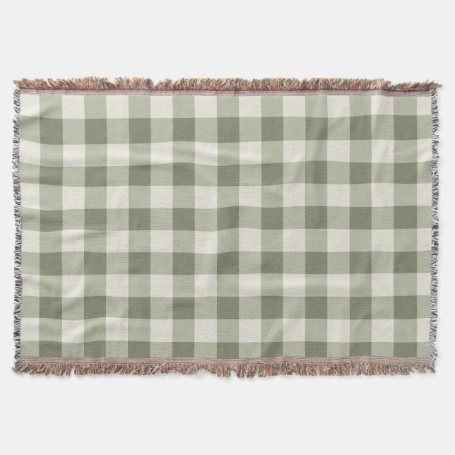 Classic Grönt Farmhouse Gingham Stil Filt (Framsidan)