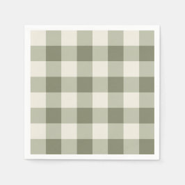 Classic Grönt Farmhouse Gingham Stil Napkins Pappersservett