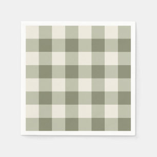 Classic Grönt Farmhouse Gingham Stil Napkins Pappersservett