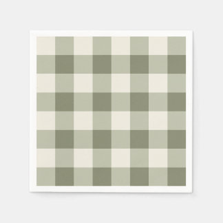 Classic Grönt Farmhouse Gingham Stil Napkins Pappersservett
