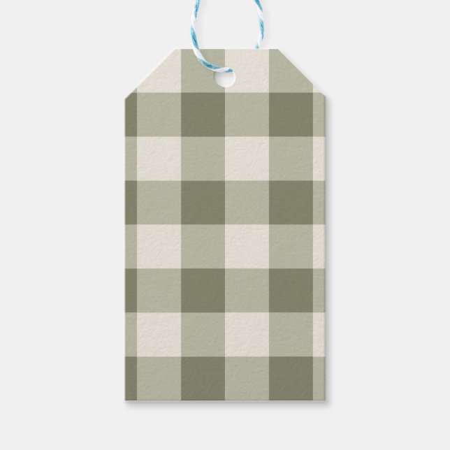 Classic Grönt Farmhouse Gingham Stil Napkins Presentetikett (Framsidan)