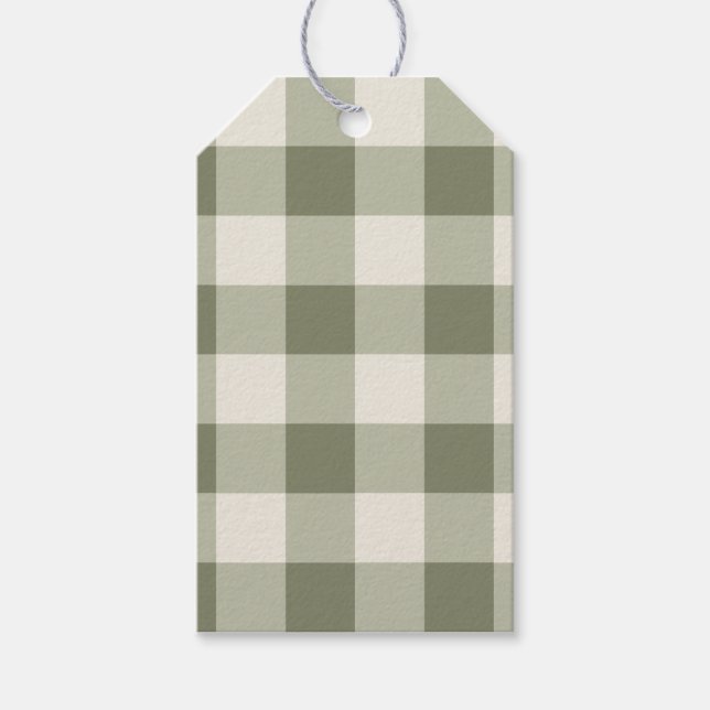 Classic Grönt Farmhouse Gingham Stil Napkins Presentetikett (Framsidan)