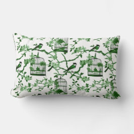Classic Grönt och White Chinoiserie Birdcage Lumbarkudde