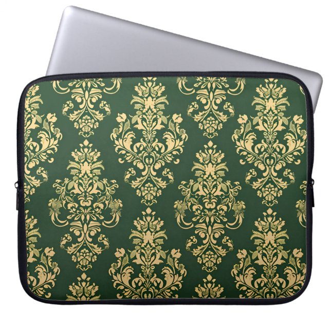 Classic Grönt Rococo Ornamentation Laptop Fodral (Framsidan)
