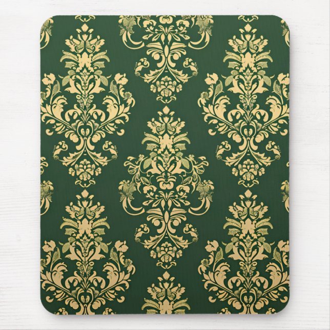 Classic Grönt Rococo Ornamentation Musmatta (Framsidan)