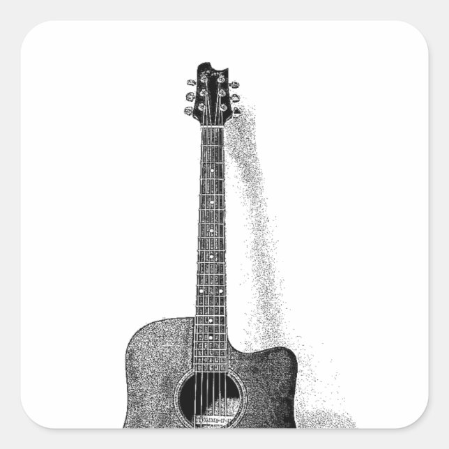 Classic Guitar Fyrkantigt Klistermärke (Framsida)