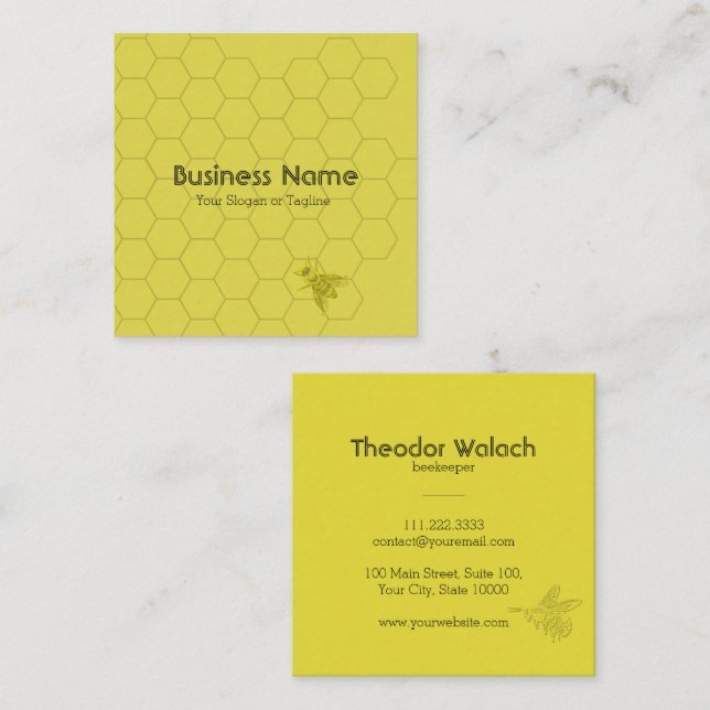 Classic Guld Bee Professionell Fyrkantigt Visitkort (Fram/baksida)