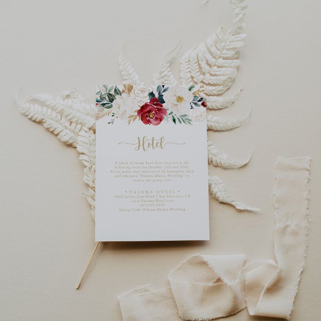 Classic Guld Burgundy White Blommigt Hotel Tilläggskort (Skapare uppladdad)