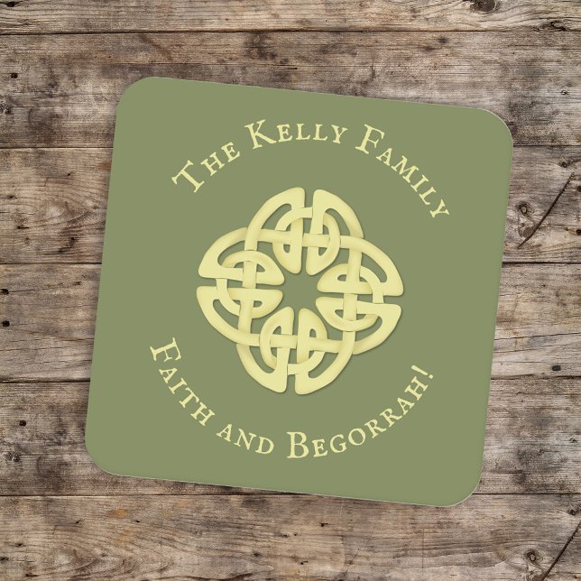 Classic Guld Celtic Kor Faith och Begorrah Underlägg Papper Kvadrat (Skapare uppladdad)