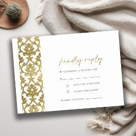 CLASSIC GULD DAMASK BLOMMÖNSTER BRÖLLOP OSA TILLÄGGSKORT