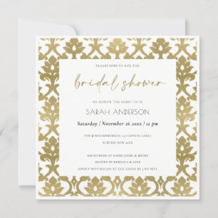 CLASSIC GULD DAMASK BLOMMÖNSTER MÖHIPPA INBJUDNINGAR