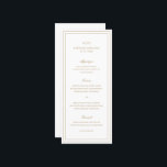 Classic Guld Elegant bröllop Meny<br><div class="desc">Den klassiska stil-faux-menyn guld bröllop med enkel och minimal design med ditt monogram,  namn och bröllop-datum längst upp tillsammans med din meny omgiven av en dubbla gräns. Typsnitt alternerar mellan och elegant-skript,  en traditionell serif och minimalist sans serif typsnitt. Den här menyn är underbar för ett formellt bröllop.</div>