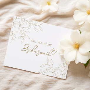 Classic Guld Greenery Bröllop Bridesmaid Frieri Inbjudningar