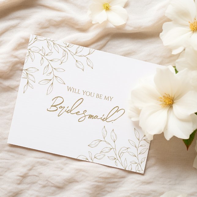 Classic Guld Greenery Bröllop Bridesmaid Frieri Inbjudningar (Skapare uppladdad)