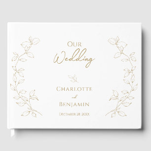 Classic Guld Greenery Bröllop Guest Bok