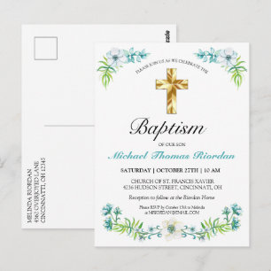 Classic Guld Kor Boy's Blue Baptism Investigation Vykort