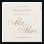 Classic Guld, Mr. och Mrs. Bröllop Tack-meddelande Stenunderlägg<br><div class="desc">Klassisk Elegant Script Guld Mr och Bröllop Tack Message som också kan ersätta tackkort.</div>