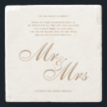 Classic Guld, Mr. och Mrs. Bröllop Tack-meddelande Stenunderlägg<br><div class="desc">Klassisk Elegant Script Guld Mr och Bröllop Tack Message som också kan ersätta tackkort.</div>