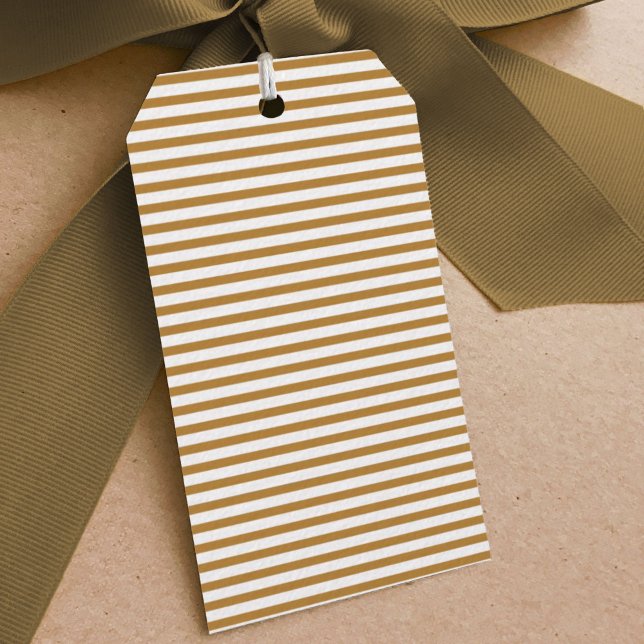 Classic Guld Rand Presentetikett (Gold and white pin stripe gift tag.)