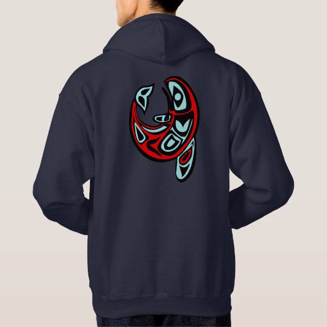 Classic Haida Orca Totem Tattoo Killer Whale Art H Hoodie (Baksida)