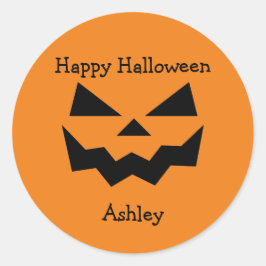 Classic Halloween Namn Jack-o-lantern ansikte Runt Klistermärke
