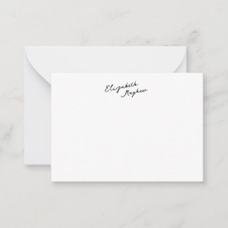 Classic Handwritten Name Monogram Flat Note Cards Anteckningskort
