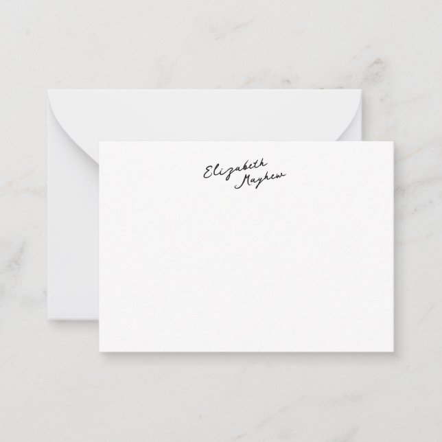 Classic Handwritten Name Monogram Flat Note Cards Anteckningskort (Framsida)