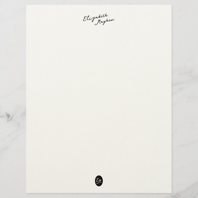 Classic Handwritten Name Monogram Letterhead Brevhuvud (Framsida)