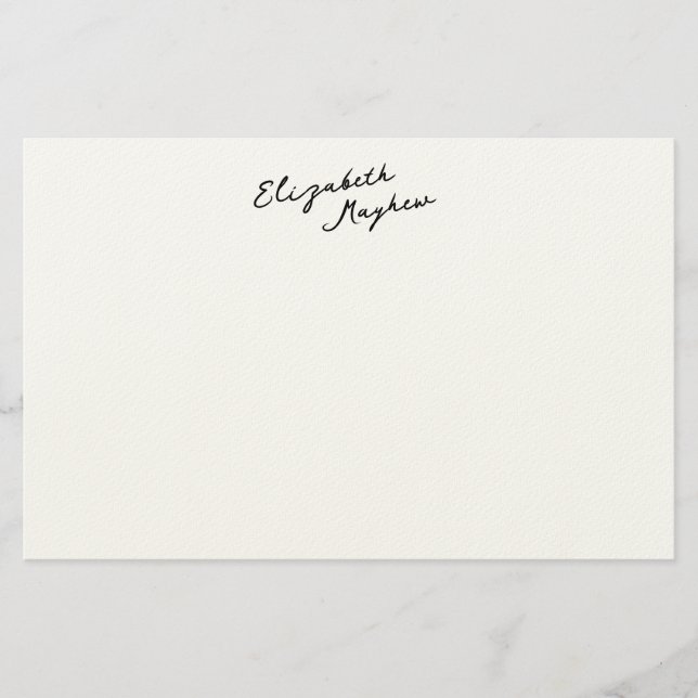 Classic Handwritten Name Monogram Stationery Brevpapper (Framsida)