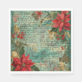 Classic Handwritten Poinsettia Christmas Holiday Pappersservett