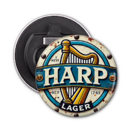 Classic Harp Lager Beer Logo Round Flasköppnare