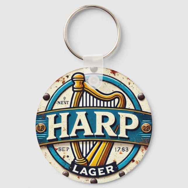 Classic Harp Lager Beer Logo Round Nyckelring (Framsida)