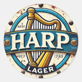 Classic Harp Lager Beer Logo Round Runt Klistermärke