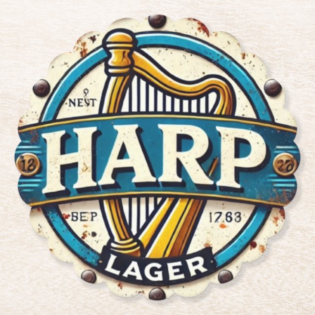 Classic Harp Lager Beer Logo Round Underlägg Papper (Framsida)