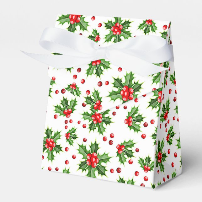 Classic Helgdag Grönt Holly Red Berries Presentaskar (Framsidan Sidan)
