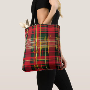 Classic Helgdag Red and Grönt Play Tartan "Joy" Tygkasse
