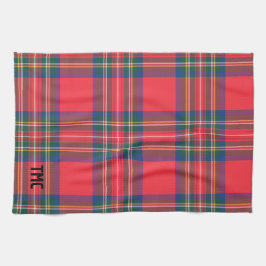 Classic Helgdag Red Tartan Play INITIALER Festive Kökshandduk