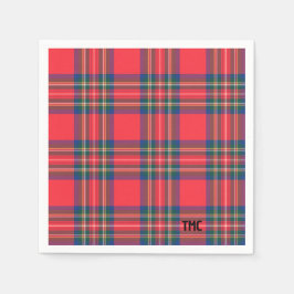 Classic Helgdag Red Tartan Play Initialer Festive Pappersservett