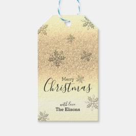 Classic Helgdag Snowflake Faux Guld Glitter Presentetikett