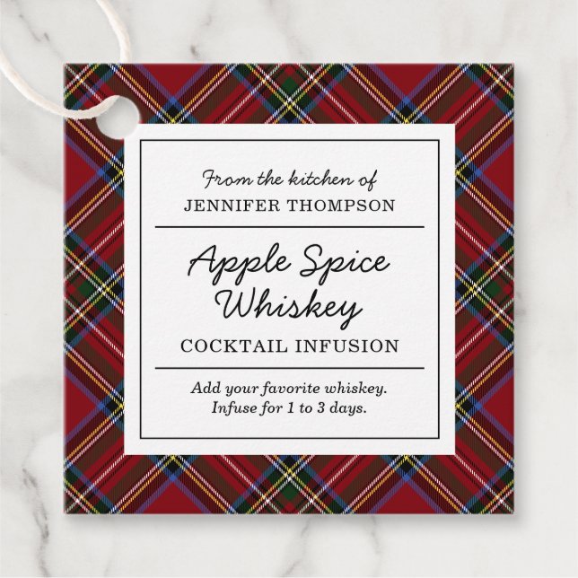 Classic Helgdag Tartan Cocktail Infusionssats Gåvor Etiketter (Framsida)