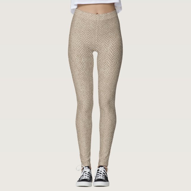 Classic Herringbone Weave Struktur Leggings (Framsida)