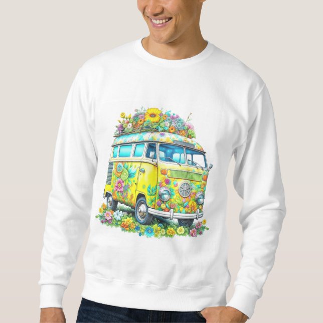 Classic Hippie Tour Buss Lång Ärmad Tröja (Framsida)