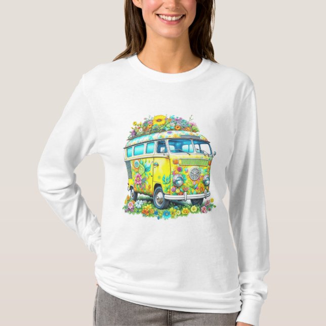 Classic Hippie Tour Buss T Shirt (Framsida)
