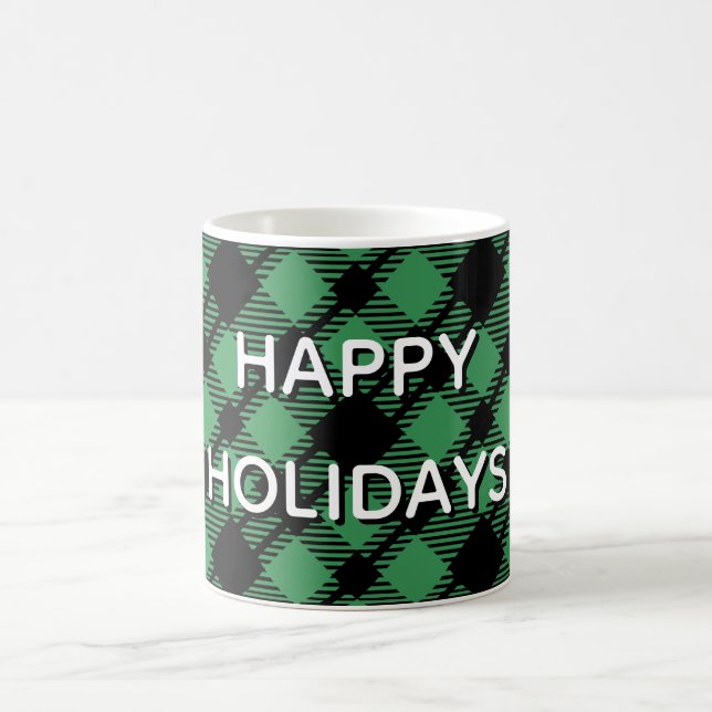 Classic Holiday Green Checkered Pattern Custom Kaffemugg (Center)