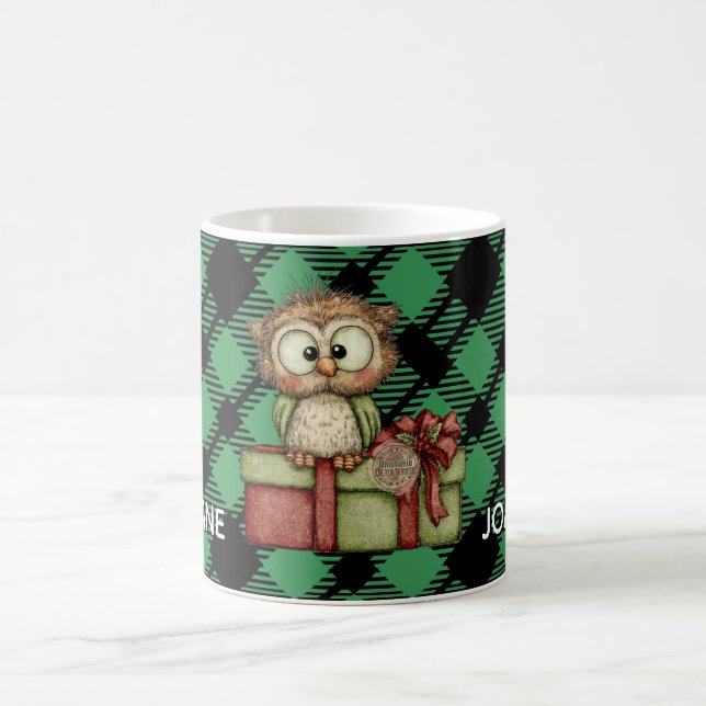 Classic Holiday Green Checkered Pattern Custom Kaffemugg (Center)