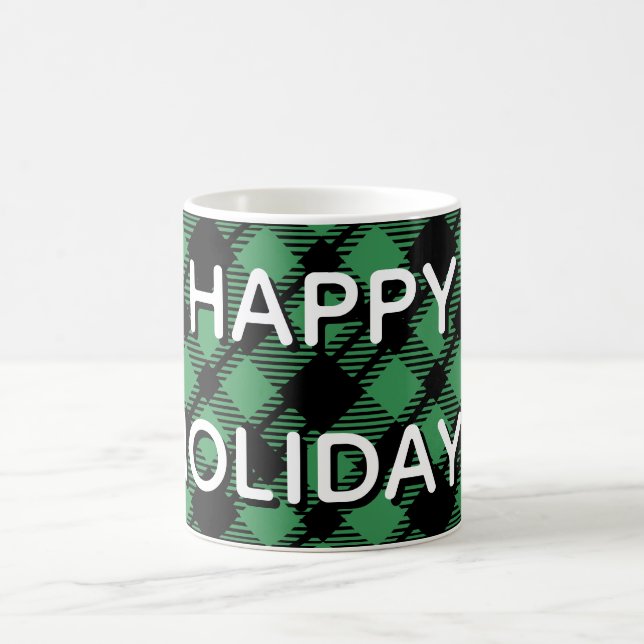 Classic Holiday Green Checkered Pattern Custom Kaffemugg (Center)