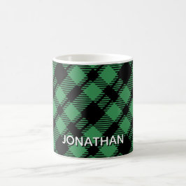Classic Holiday Green Checkered Pattern Custom Kaffemugg